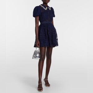 Self Portrait Lace Diamanté Collar Mini Dress